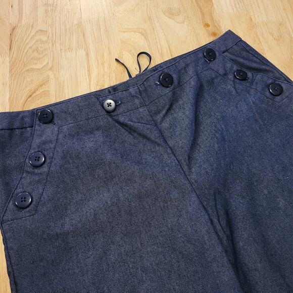 Express Stretch Blue Sailor Pants Wide Let Button Pocket 9/10 Denim 30" Waist - Picture 10 of 12